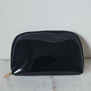 CHANEL: Glossy Black Logo Mini Cosmetic Bag